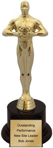 Achievement Gold Toned Award Trophy 10.625" with 4 Lines of Custom Text for Award Ceremonies, Party Favors, Theme Party, Birthday Party, Movie Night, Office Competition, or Classroom Prize - Product Image