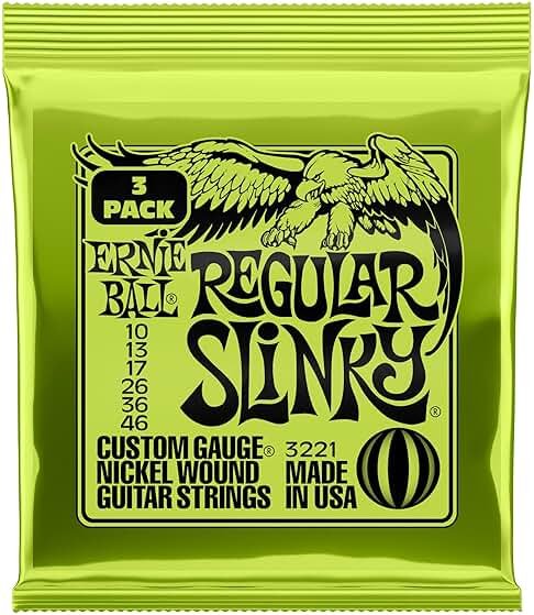 Ernie Ball Regular Slinky Nickel Wound Electric Guitar Strings 3-pack, 10-46 Gauge (P03221) - Product Image