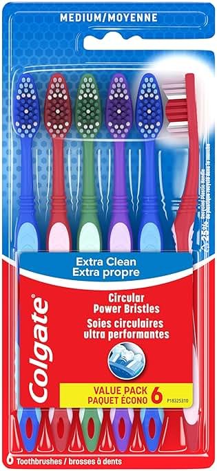 Colgate Extra Clean Toothbrush, Medium Toothbrush for Adults, 6 Pack - Product Image