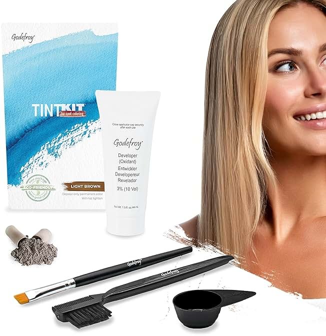 Godefroy Hair Color Tint Kit for 100% Gray Coverage, Light Brown, 20 Applications, Long-Lasting Root Touch-Up for Men & Women, Pre-Measured Capsules, No Waste, DIY Salon-Quality Results at Home - Product Image