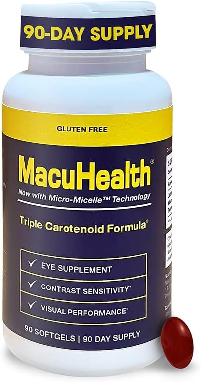 MacuHealth Triple Carotenoid Formula - Eye Vitamins for Adults - 90 Softgels, 3 Month Supply - Advanced Eye Support & Health Eye Formula - Product Image