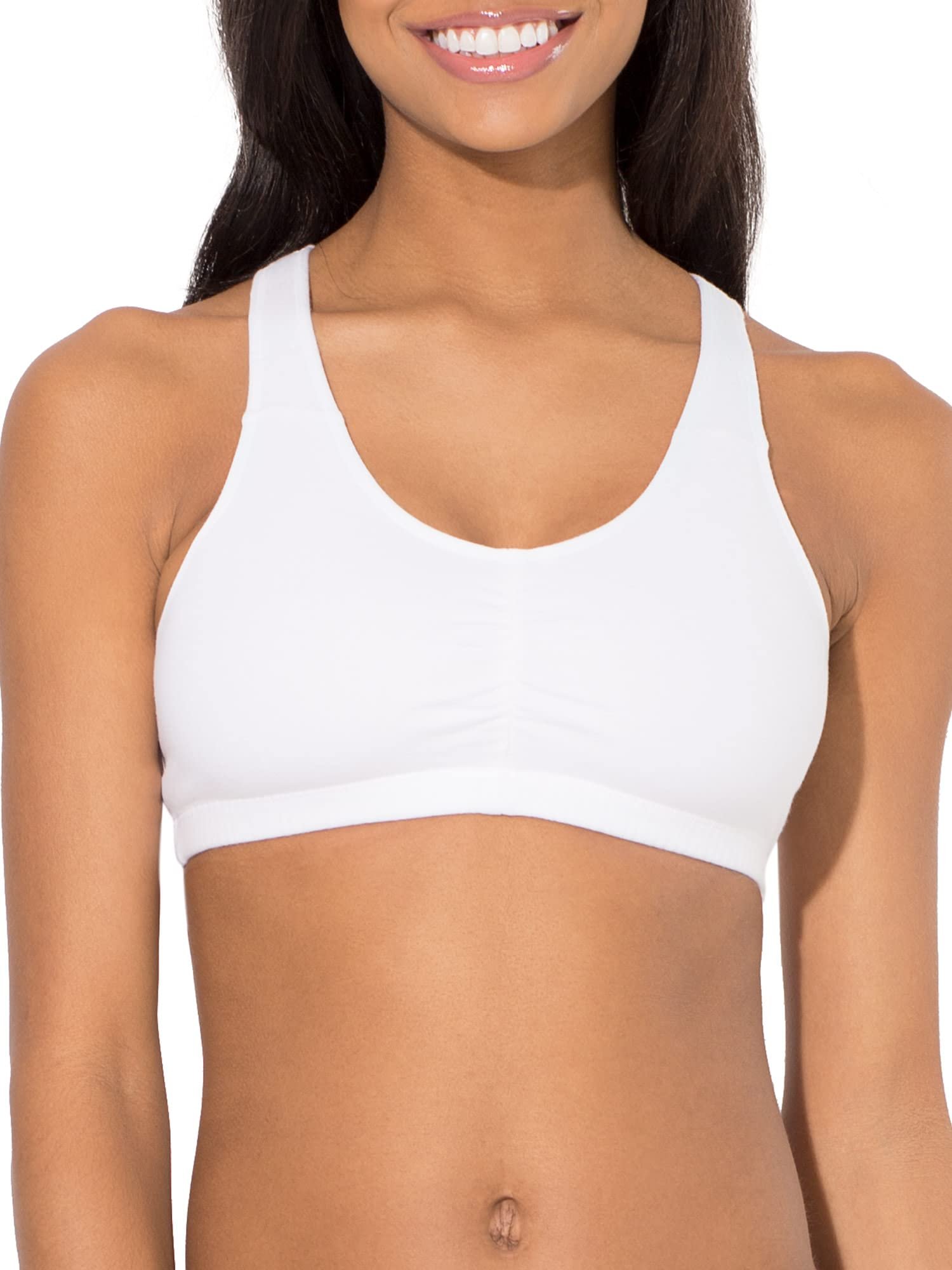 Fruit of the Loom Women's Adjustable Shirred Front Racerback Sports Bra Multi Packs! - Product Image