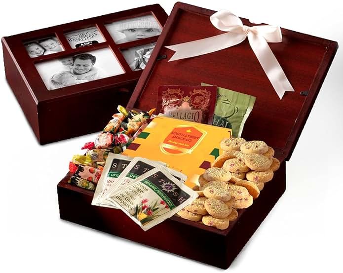 Photo Gift Box with Lid, Gifts Gourmet Food - Teas, Cocoas, Cookies, Snacks & Sweets Care Package for Women, Men, Holiday, Families, Memory Box for Thinking of You, Get Well, Anniversary, Thank You - Product Image
