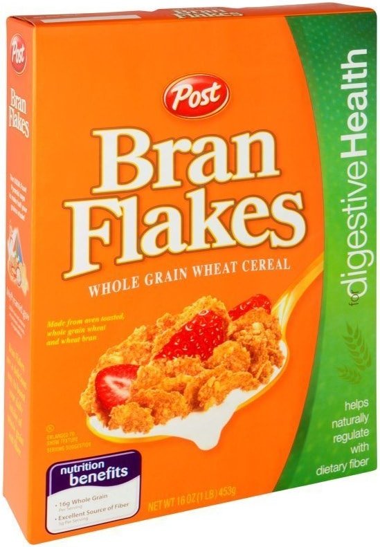 Post Bran Flakes Whole Grain Wheat Cereal 16 oz (Pack of 12) - Product Image