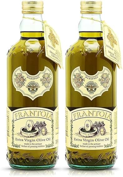 Frantoia Extra Virgin Olive Oil, 33.8 fl oz (1 Liter) – Award-Winning Sicilian EVOO Made from Biancolilla, Nocellara del Belice & Cerasuola Olives – Cold-Pressed within 24 Hours for Fresh, Fruity Flavor [Pack of 2] - Product Image