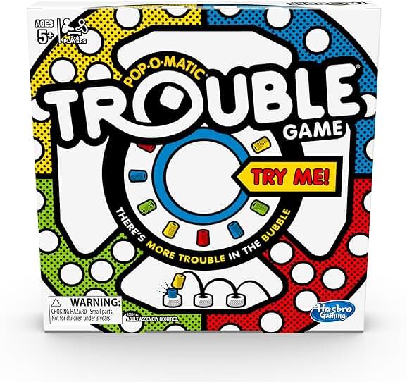 Hasbro Gaming Trouble Board Game for Kids Ages 5 and Up 2-4 Players - Product Image