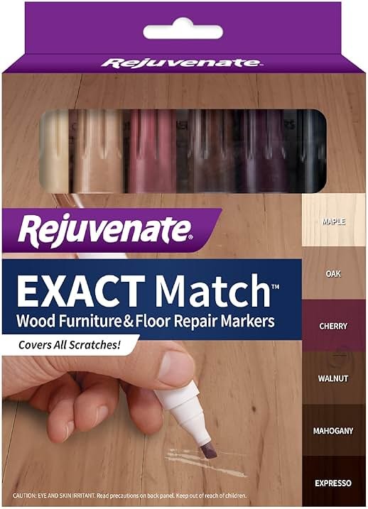 Rejuvenate Exact Match Wood Furniture & Floor Repair Markers, 6 Count, Brown Markers Cover All Scratches, Scuffs And Damage To Wood Furniture And Flooring - Product Image
