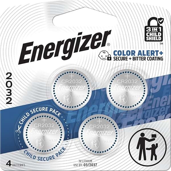 Energizer 2032 Batteries (4 Pack), 3V Lithium Coin Batteries - Product Image