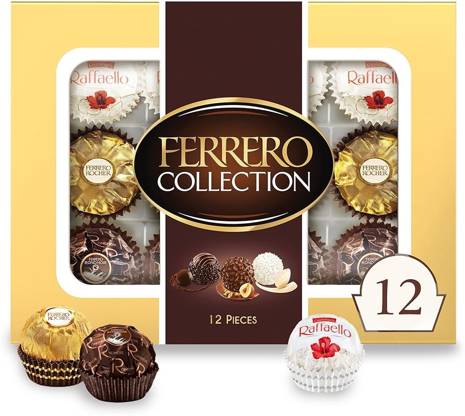 Ferrero Collection Gourmet Gift Box, 12 Assorted Confections with Hazelnut, Dark Chocolate and Coconut, 4.6 oz - Product Image