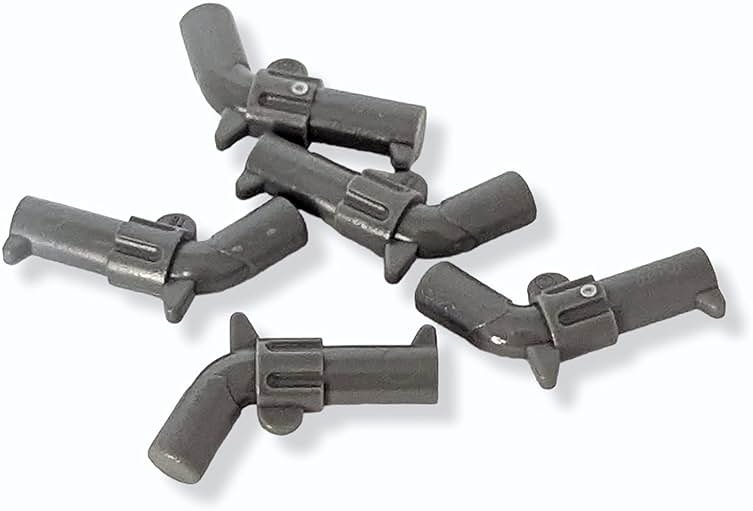 New 5 Lego Gray Hand Guns- Minifig Revolver Pistol Weapon- Indiana Jones/Police - Product Image