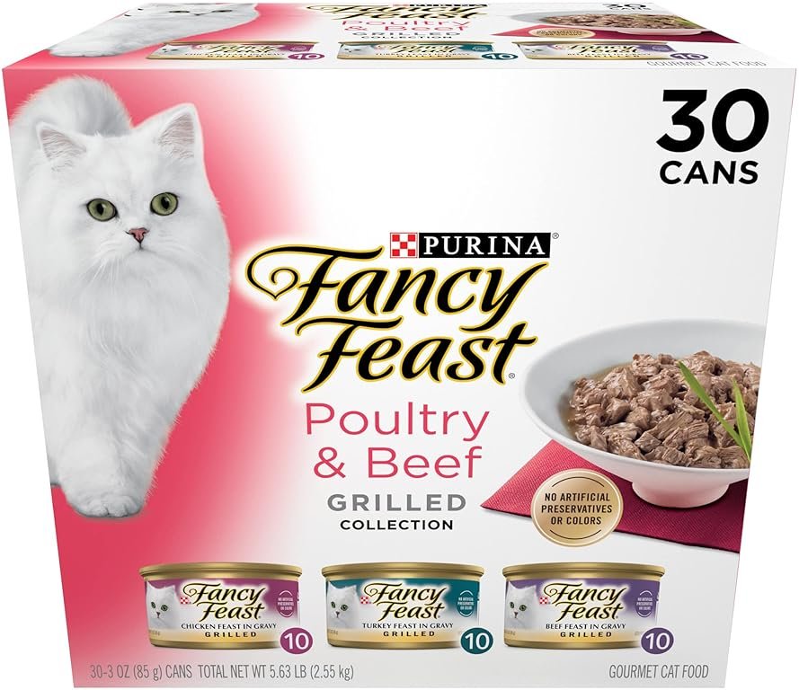 Purina Fancy Feast Grilled Wet Cat Food Poultry and Beef Collection Wet Cat Food Variety Pack - (Pack of 30) 3 oz. Cans - Product Image