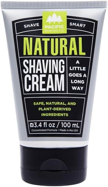 Pacific Shaving Company Natural Shaving Cream - Shea Butter + Vitamin E Shave Cream for Hydrated Sensitive Skin - Clean Formula for a Smooth, Anti-Redness + Irritation-Free Shave Cream (3.4 Oz) - Product Image