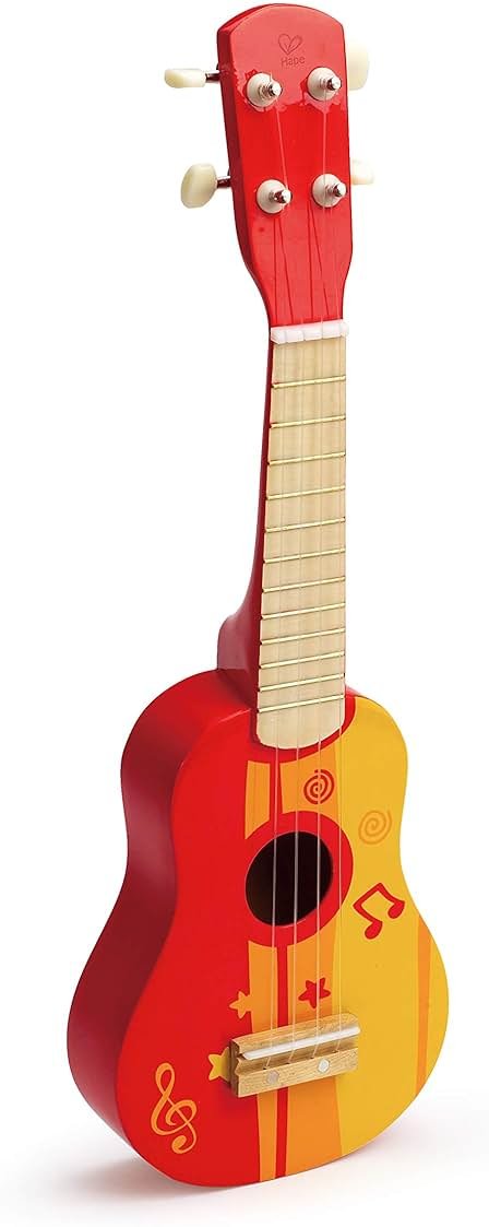 Hape Kid's Wooden Toy Ukulele, Red - Product Image