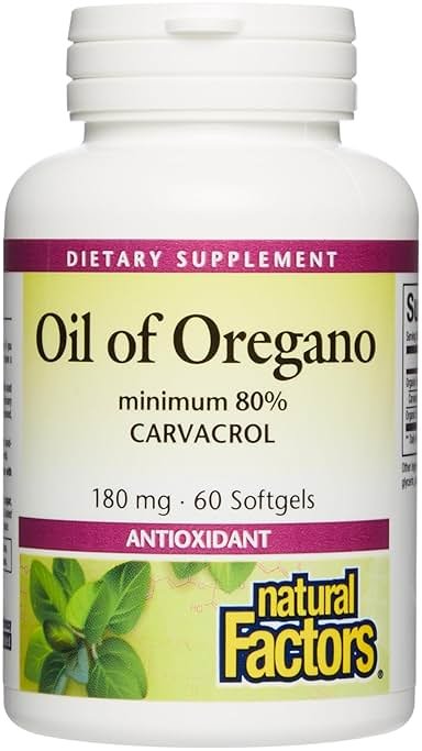 Natural Factors Oil of Oregano - Supports Healthy Immune System Function - Herbal Supplement with Olive Oil & Vitamin E - Non-GMO Antioxidant Support Supplement - 60 Softgels (60 Servings) - Product Image