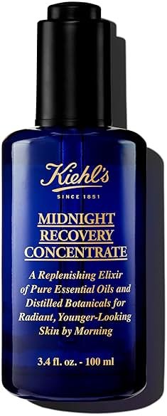 Kiehl's Midnight Recovery Concentrate Moisturizing Face Oil, Lightweight Facial Serum, Restores Skin Radiance Overnight, Reduces Fine Lines, Refines Skin Texture, 99.4% Naturally Derived - 3.4 fl oz - Product Image