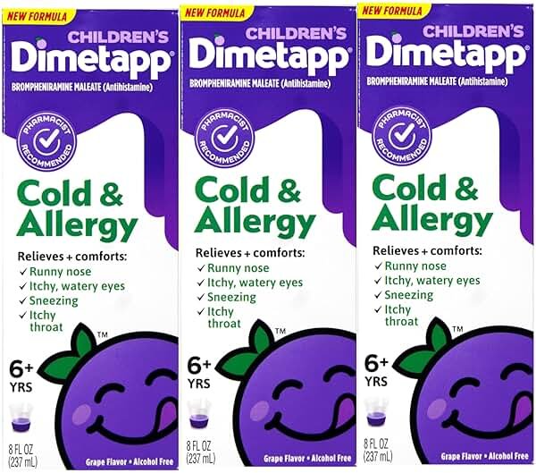Children’s Dimetapp® Cold & Allergy Liquid – Grape Flavor, Alcohol-Free, 8 fl oz - Product Image