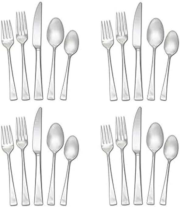 Mikasa Lucia 20-Piece Flatware Set, Service for 4, 18/10 Stainless Steel Silverware Set with Dinner Forks, Salad Forks, Knives, Spoons and Teaspoons, Dishwasher Safe - Product Image