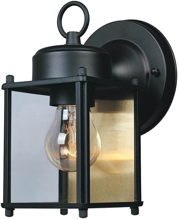 DESIGNERS FOUNTAIN Preston Outdoor Light Fixture, 8 Inch Exterior Wall Lantern Sconce for Front Door, Patio and Porch, Black, 1161-BK - Product Image