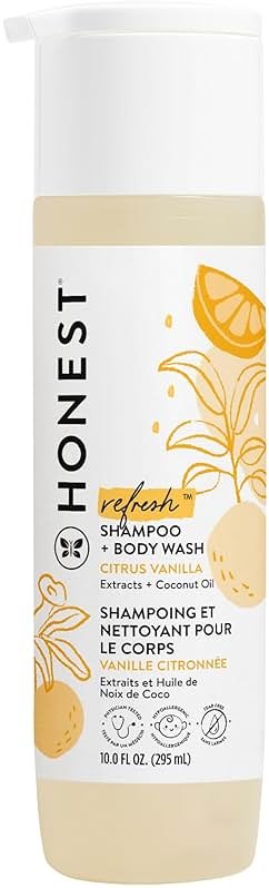The Honest Company 2-in-1 Cleansing Shampoo Body Wash, Gentle for Baby, Naturally Derived, Tear-free, Hypoallergenic, Citrus Vanilla Refresh, 10 fl oz - Product Image