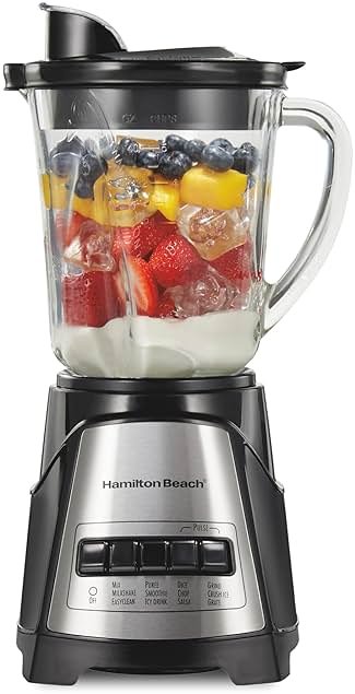 Hamilton Beach Power Elite Wave Action Blender For Smoothies, 40 Oz Glass Jar, 12 Functions Including Puree, Crush Ice, 700 Watts - Black (58148A) - Product Image
