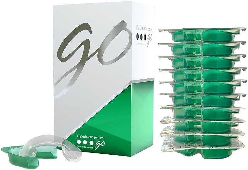 Opalescence Go 15- Prefilled Teeth Whitening Trays Kit - 15% Hydrogen Peroxide - (10 Treatments) Dentist Recomended - Made by Ultradent Products. Teeth Whitening Kit -Mint - 5194-1 - Product Image