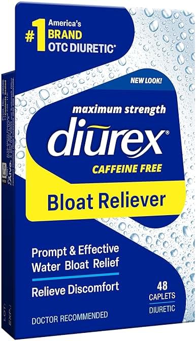 Diurex Caffeine-Free Bloat Relief, Maximum Strength, Relieve Water Bloat Discomfort, Up to 6 Hours of Relief, 48 Count - Product Image