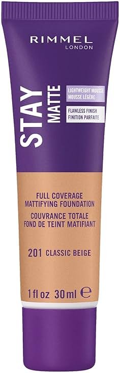 Rimmel London Stay Matte Liquid Mousse - 201 Classic Beige - Foundation, Lightweight, Shine Control, Oil-Free, 1oz - Product Image