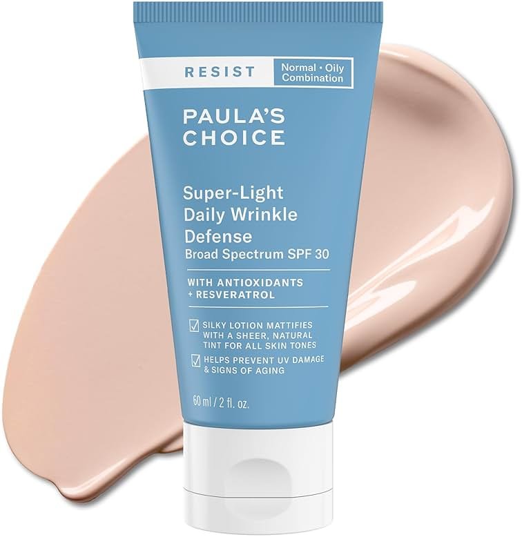 Paula's Choice RESIST SPF 30 Super-Light Daily Wrinkle Defense Tinted Sunscreen for Oil Control, Light Uneven Tone Coverage, Daily Face Sunscreen for Oily Skin, Matte Face Cream, UVA/UVB Protection  - Product Image