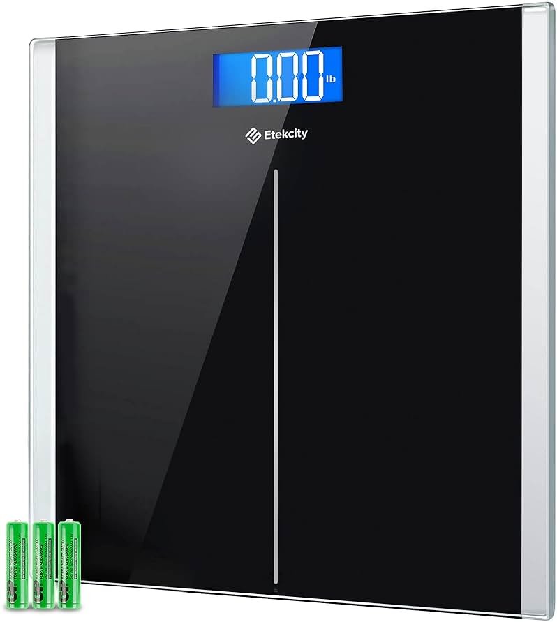 Etekcity Bathroom Scale for Body Weight, Highly Accurate Digital Electronic Weighing Machine for People, LCD Display, Large Size, 6mm Tempered Glass for Safe Home Use, Batteries Included, 400 lbs - Product Image