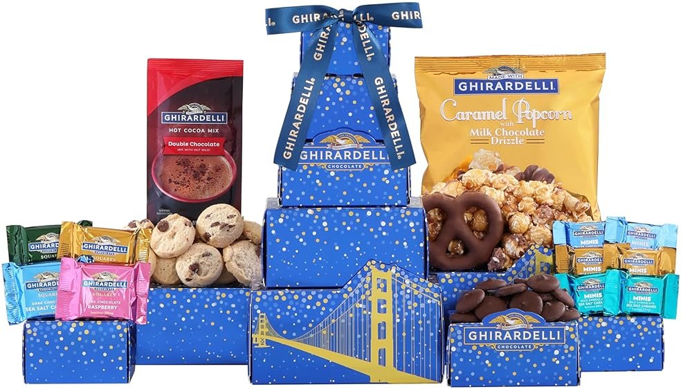 Ghirardelli Chocolate Gift Tower by Wine Country Gift Baskets Gift for Families College Students Appreciation and more - Product Image