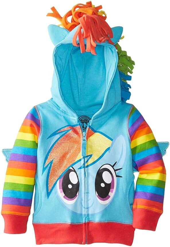 My Little Pony Girls Rainbow Dash Cosplay Zip Up Hoodie – Toddler, Little & Big Sizes - Product Image