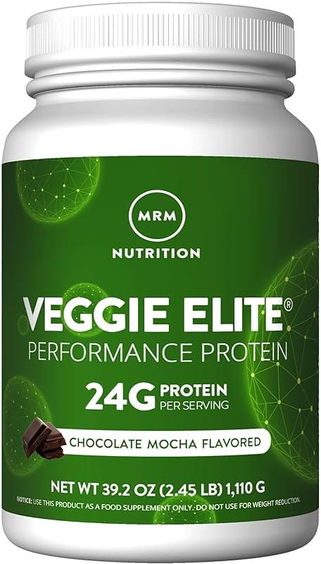 MRM Veggie Elite Performance Protein - Chocolate Mocha, Plant-Based Powder, 24g Protein per Serving with BCAAs & Digestive Enzymes, Clinically Tested - Vegan, Gluten-Free - 31 Servings - Product Image