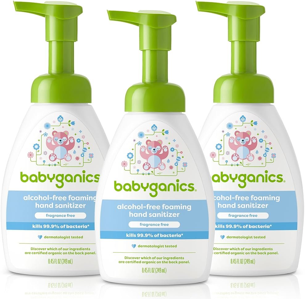 Babyganics Alcohol-Free Foaming Hand Sanitizer, Pump Bottle, Fragrance Free, 8.45 oz, 3 Pack - Product Image