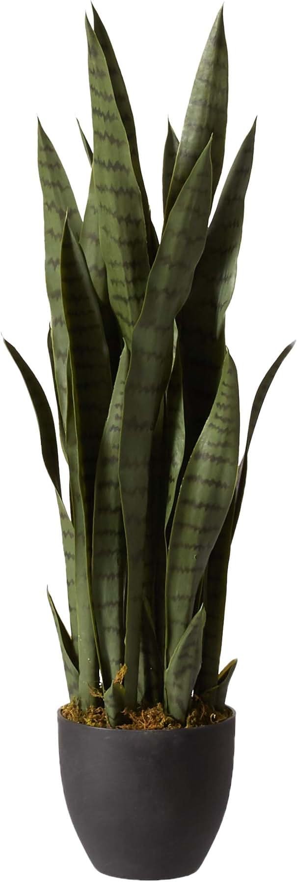 Nearly Natural, Green 4855 35in. Sansevieria with Black Planter - Product Image