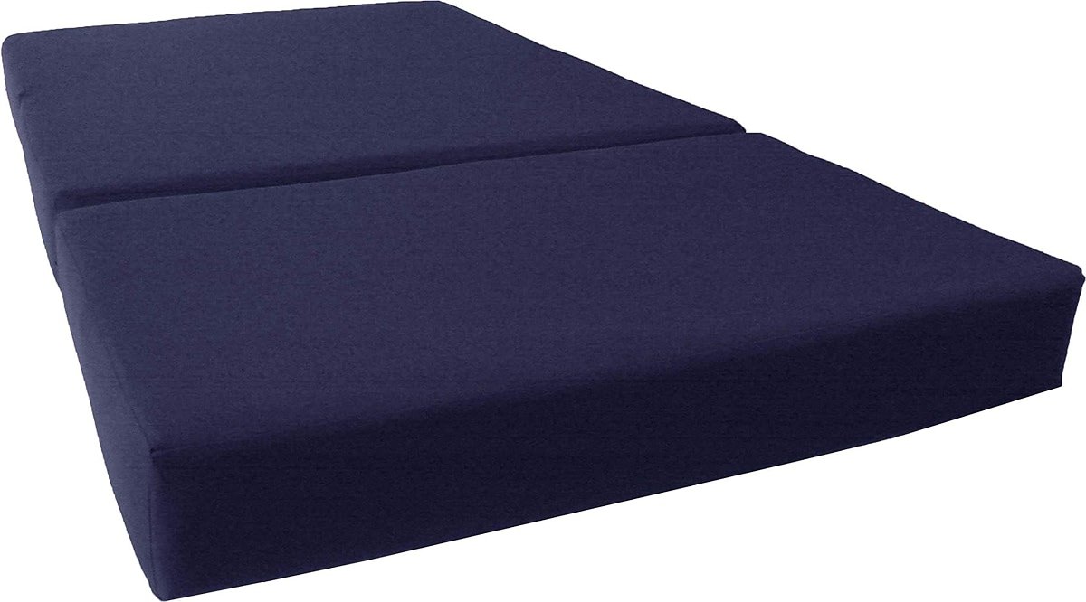 D&D Futon Furniture Navy Trifold Foam Beds, Shikibuton, Tatami Cushion Topper, Foldable Futon Pad, Twin 6x39x75 - Product Image