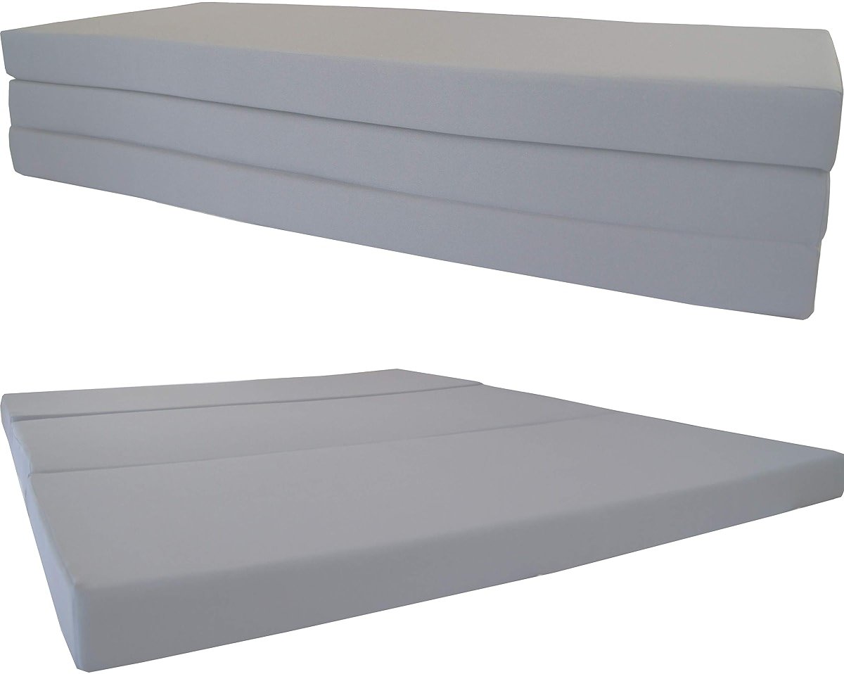 D&D Futon Furniture Queen Gray Shikibuton Trifold Foam Beds 80 x 60 x 4, Folding Foam Bed, Ottoman, Bench, 1.8 lb High Density Foam - Product Image
