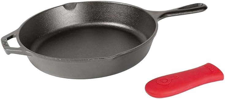 Lodge Seasoned Cast Iron Skillet 12 Inches - Quality Frying Pan for the Stove, Oven, Grill & Campfire - Includes Silicone Hot Handle Holder - Non-Toxic, Nonstick & Long-Lasting - Product Image