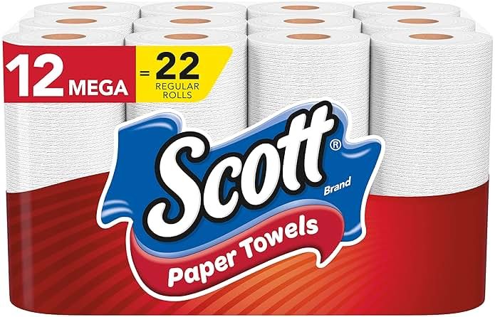 Scott Paper Towels, Choose-A-Sheet - 12 Mega Rolls = 22 Regular Rolls (102 Sheets Per Roll) - Product Image