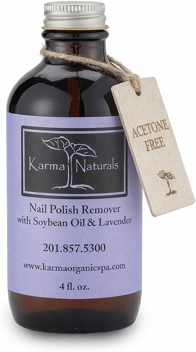 Acetone Free Nail Polish Remover with Soybean Oil & Lavender Oil - Vegan, Non-Toxic Nail Polish Remover for Nails Non Drying Liquid, 4 fl oz by Karma Organic - Product Image