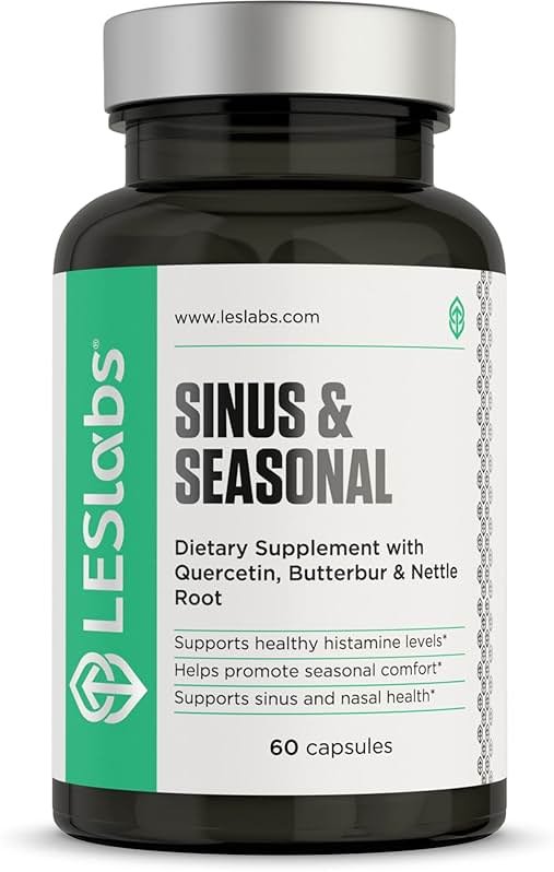 LES Labs Sinus & Seasonal – Sinus Relief, Nasal Health, Balanced Histamine Response, Clear Lungs & Respiratory Health – Butterbur, Quercetin, Nettle Root & Bromelain – Non-GMO Supplement – 60 Capsules - Product Image