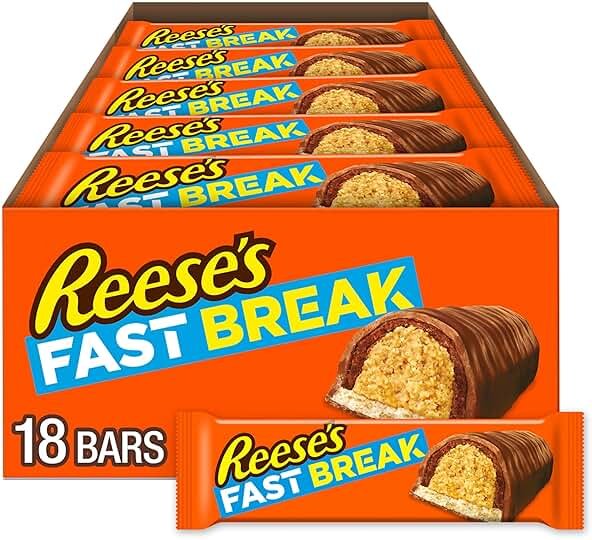 REESE'S FAST BREAK Peanut Butter Nougat Candy Bars, 1.8 oz (Pack of 18) - Product Image