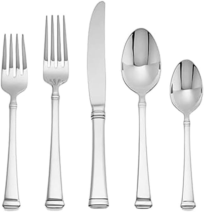 Mikasa Harmony 45-Piece Silverware Set, 18/10 Stainless Steel Cutlery for 8, Includes Forks, Knives, Spoons, and 5-Piece Serving Utensils Set - Product Image