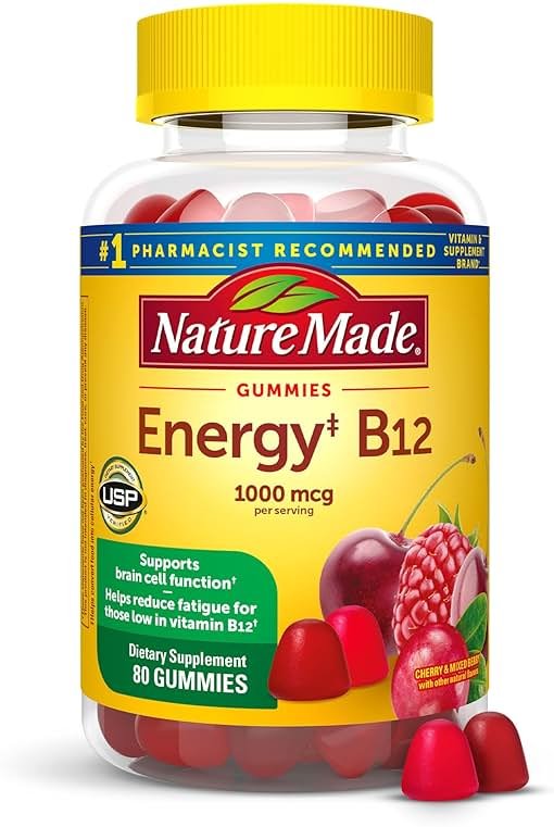 Nature Made Vitamin B12 Gummies 1000 mcg per serving, Dietary Supplement for Energy Metabolism Support, B12 Vitamins, 80 Gummy Vitamins, 40 Day Supply - Product Image