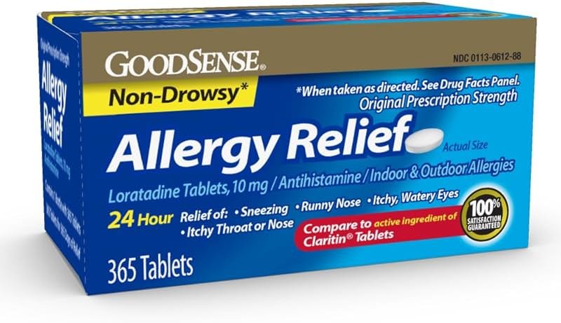 GoodSense Allergy Relief Loratadine Tablets 10 mg, Antihistamine, Allergy Medicine for 24 Hour Allergy Relief, 365 Count - Product Image