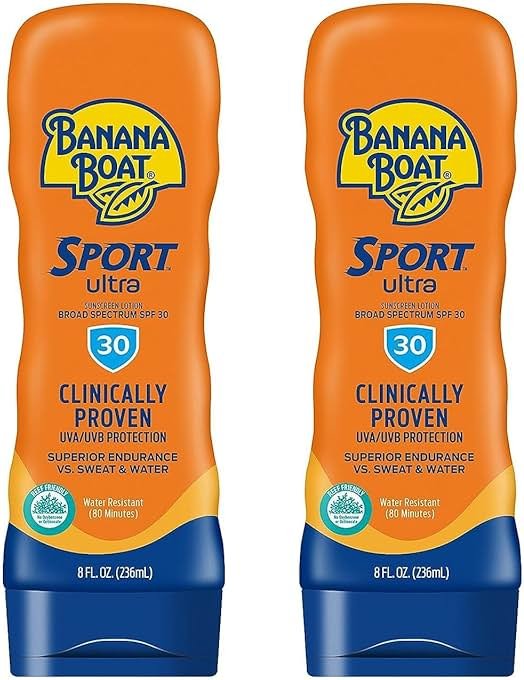 Banana Boat Sport Performance Broad Spectrum SPF 30 Sunscreen Lotion, Swim Splash - Up to 80 Minutes Water Resistant, 8 fl oz, 2-Pack - Product Image
