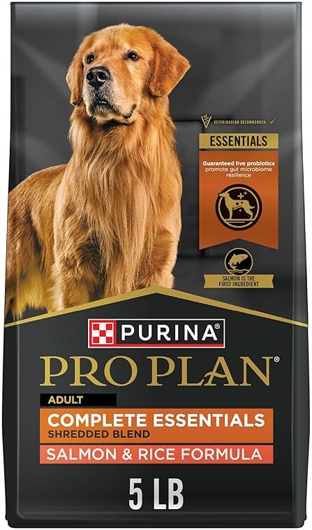 Purina Pro Plan Complete Essentials Shredded Blend Salmon and Rice Dog Food Dry Formula with Probiotics for Dogs - 5 lb. Bag - Product Image