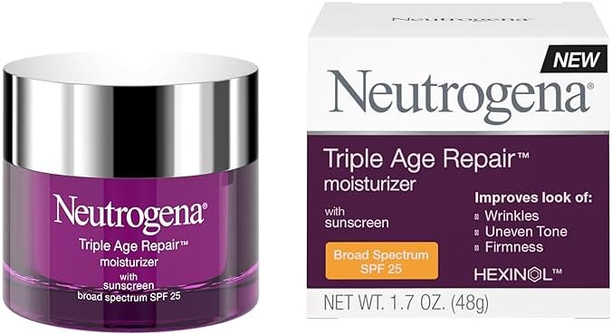 Neutrogena Triple Age Repair Face Moisturizer SPF 25 Anti-Aging Cream with Hexinol Technology Vitamin C Glycerin and Shea Butter to Help Reduce Wrinkles, 1.7 fl oz - Product Image