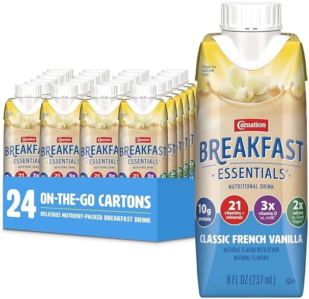 Carnation Breakfast Essentials Ready-to-Drink, Classic French Vanilla, 8 FL OZ Carton (Pack of 24) - Product Image
