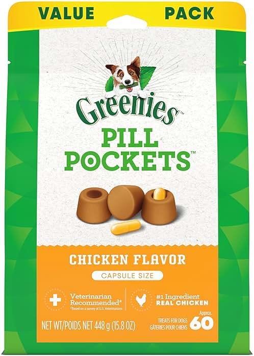 Greenies Pill Pockets for Dogs Large Size, Dog Treat Pouch for Capsule Medication, Chicken Flavor, 15.8 oz. Pouch - Product Image