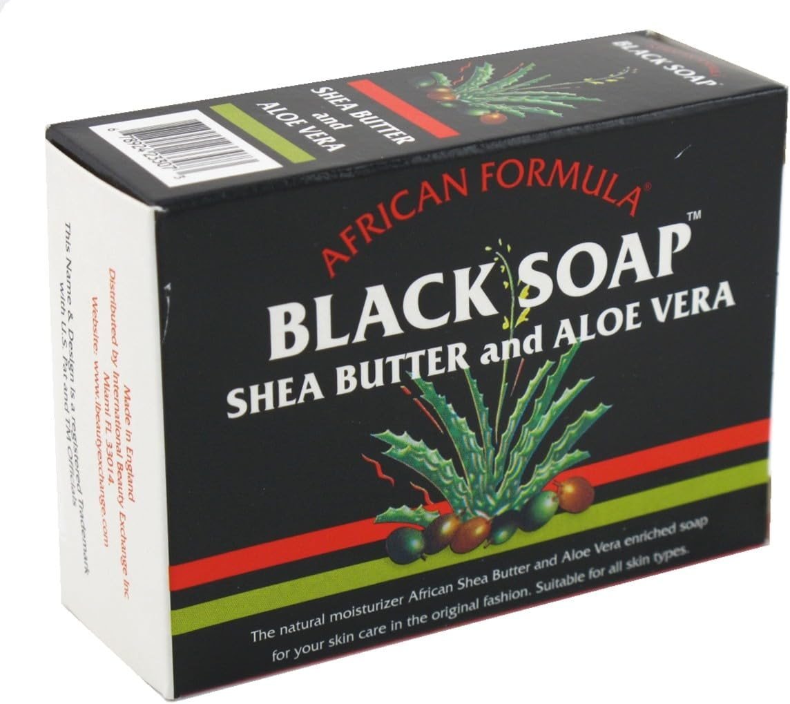 African Formula Black Soap 3.5 Ounce Shea Butter & Aloe Vera (Pack of 3) - Product Image